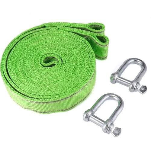 Car Tow Rope With Reflective Edge U Shape Trailer Rope Wear Resistant Durable Metal Hook 5m Tow Rope Polypropylene + Metal