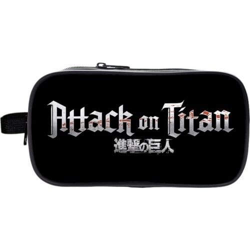 Japanese Anime Attack on Titan Pencil Case Cosplay Pencil Holder Cartoon Cosmetic Bag Student Stationery Pouch Storage Bag