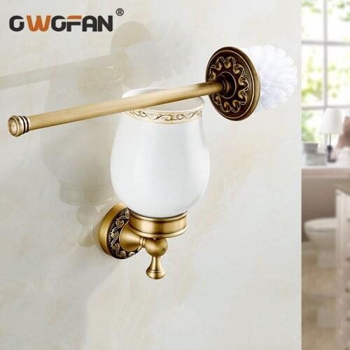 Toilet Brush Holders Wall Mounted Toilet Cleaning Brush Antique Brass Toilet Brush Holder Bathroom Accessories DG-8310F