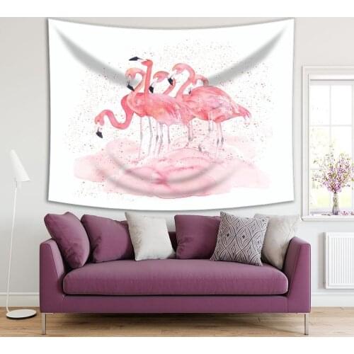 Tapestry Flamingos Paint Splash Summer Nature Theme Home Decor Watercolor Art Pink white