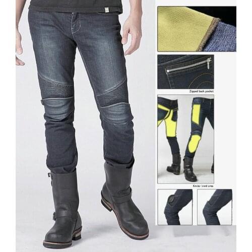 Wear-resistant and drop-resistant velvet pants Motorcycle riding jeans locomotive with 4 Pads protectors