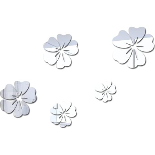 JM003 Hibiscus Sticker Room Decoration 3D Removable Self Adhesive Acrylic Mirror Wall Sticker