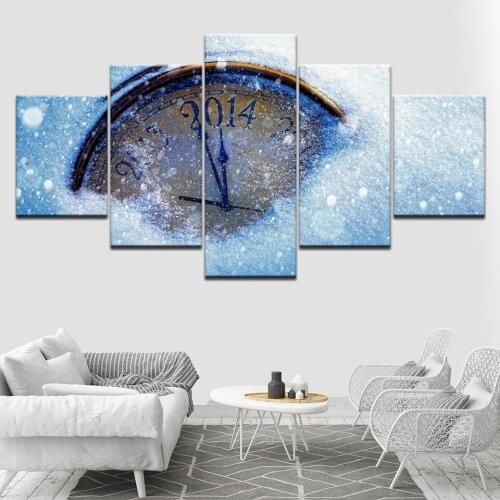 Canvas Painting Water clock Wall Art Pictures 5 Pieces Modular Wallpapers Poster Framework Print for living room Home Decor