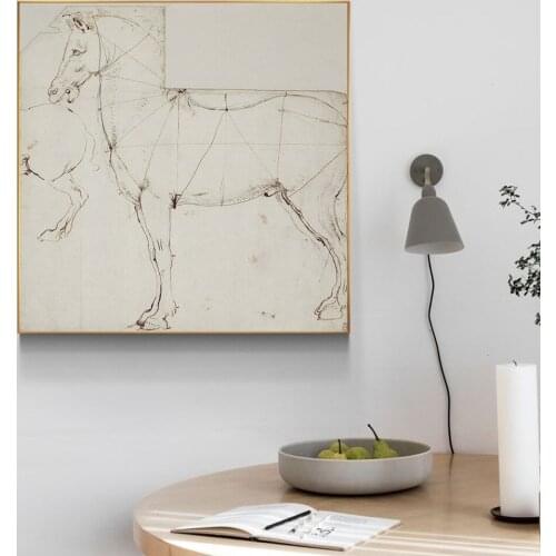 Leonardo da Vinci Reproduction The Horse, 1878 Famous Oil Painting Canvas Art Posters and Prints Wall Picture