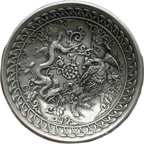 China folk Tibetan silver Chinese Dragon phoenix plates