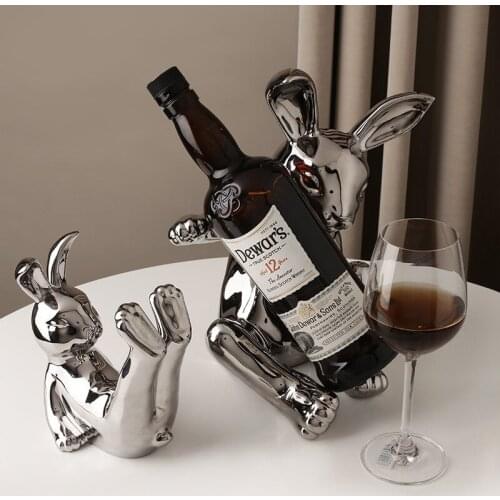 Nordic Creative Rabbit Wine Rack Wine Cabinet Decoration Silver Plated Decoration Wedding Gift New Home Gift