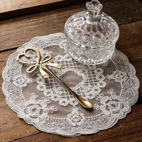 Lace Round Placemat Embroidered Table Place Mat Pad Anti-slip Drinkware Coaster Tableweare Nordic INS Desktop Decoration