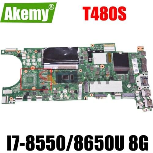 FRU 01LV607 02HL820 01LV606 Mainboard For Lenovo Thinkpad T480S laptop motherboard NM-B471 W/ CPU I7-8550/8650U 8G RAM 100% test