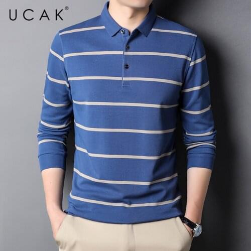 UCAK Brand Casual Pure Cotton Turn-down Collar T Shirt Men Clothes Autumn New Arrivals Streetwear Long Sleeve T-Shirts U5686