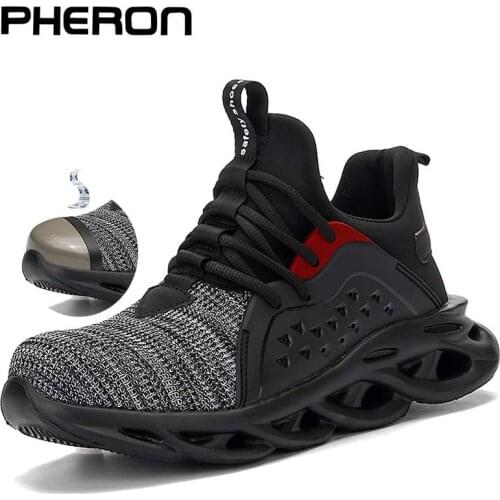 Safety sneaker Men Fashion Lightweight Breathable Outdoor Steel Toe cap Anti-Smashing Protective Work Shoes Boots Zapatos Hombre