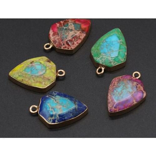 2021 New Natural Ocean Imperial Jasper Charms Emperor Stones Faceted Pendant for Handmade Jewelry Making DIY Earring Necklace