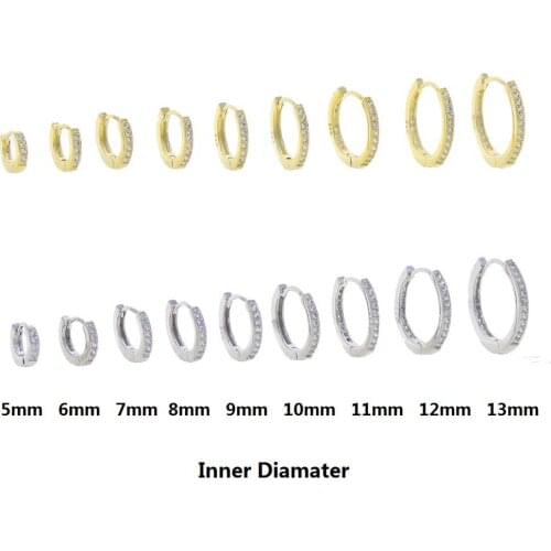 New Chic Circle Zircon CZ Hoop Earrings For Girls Kids Cute Small Round Earrings Pave 5A Cubic Zircon Fashion Jewelry 5mm-13mm