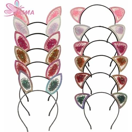 1Piece Transparent Ears Party Hairband Girls Glitter Star PVC Hair Hoop Cat Ears Headband for Party Holder Hair Accessories