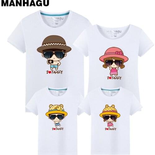MANHAGU Family Clothing Outfits Fashion Print Summer Short sleeve T-shirt Matching Family set For Mother Daughter And Father Son