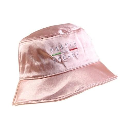 Women Men Flat Top customize Letters Smooth Silk feeling plain Satin Bucket Hats