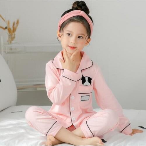 Pajama Sets For children Long Sleeve Autumn Cardigans Printed Thin Korean Homewear Pockets girls Pyjamas boys kids sleepwear