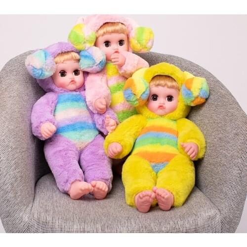 40cm Rabbit Plush Doll Colorful Plush Bebe Face Toys with Ears Moving Stuffed Toy Pout Mouth Active Eyes Dolls Birthday Gift