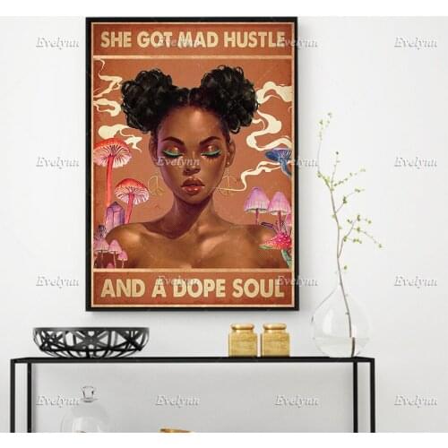 Black Queen Retro Posters, Afro Woman, Black Girl Magic, Home Decor Prints Wall Art Canvas Living Room Decoration Unique Gift