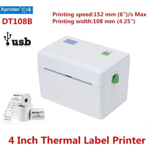 Xp-108B 4 inch 108mm label printer Thermal Barcode Printer Shipping Label Printers UPS DHL USPS DPD POCHTA USB bar code maker