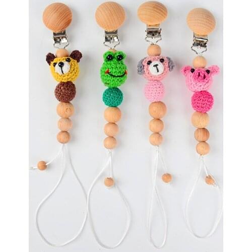 New Born Animal Cartoon Baby Teether Pacifier Clips Dummy Sensory Pacifier Chain BPA Free 2021