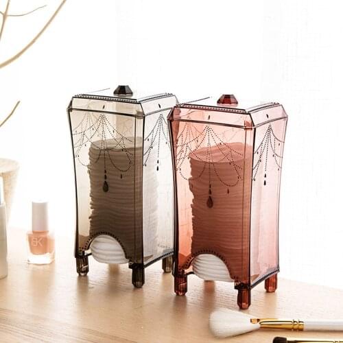 Transparent Cotton Pad Makeup Storage Box Make Up Cotton Pad Organizer For Cosmetics Portable Container