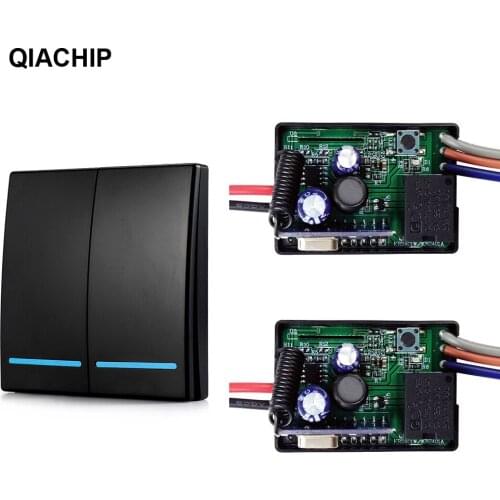 QIACHIP 433Mhz DC 6V 24V Receiver Smart Switch Wireless Transmitter Switch Light RF Remote Control Switch Wall Panel 86 Type