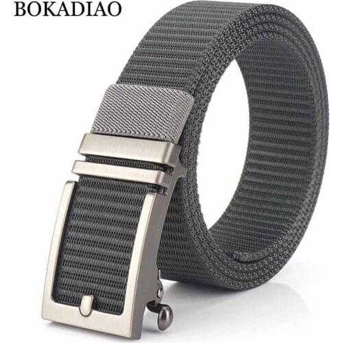 BOKADIAO Men&women Nylon Belt Metal Automatic Buckle canvas belts Outdoor sports Casual jeans waistband Army military male strap