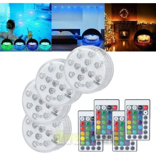 4PC Swimming Pool Light RGB LED Bulb Remote Control Underwater Color Vase Decoration Underwater Vase Decor Lights & Remote
