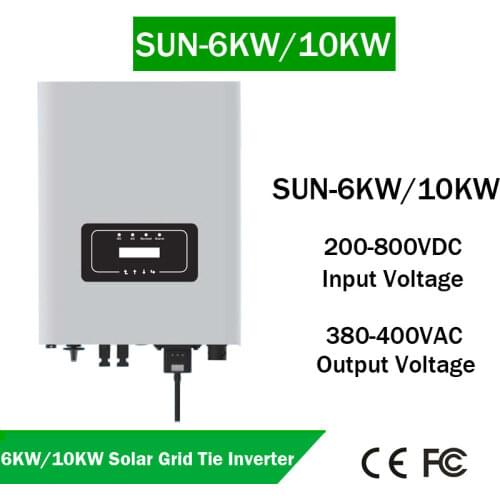 Solar Grid Tie Inverter 6KW 10KW Three Phase 200V-800VDC Input to 380VAC Output With Limiter Sensor and Wifi Plug Monitoring