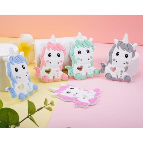 Sunrony 1pc BPA Free Animal Silicone Teether Baby Teething Necklace Toy Food Grade Silicone Cartoon Nursing Tiny Rod