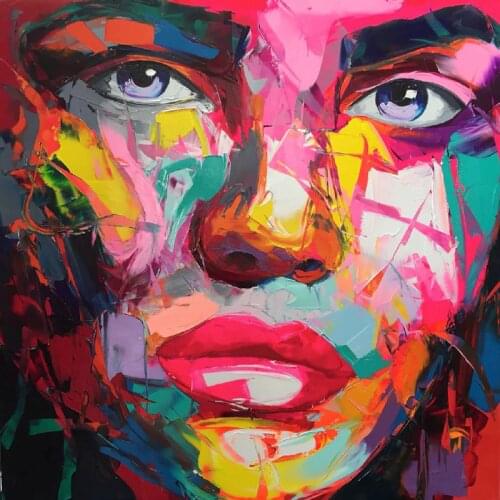 Embelish 1 Pieces Large Size HD Print On Canvas Oil Paintings Francoise Nielly Knife Colorful Face Figure Wall Art Posters
