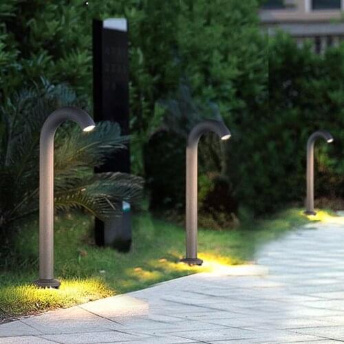 50/60CM Outdoor Garden Post Lawn Lamp Outdoor Pillar Light Waterproof Bending Tap Spotlight Landscape Road Pathway Bollard Lamps