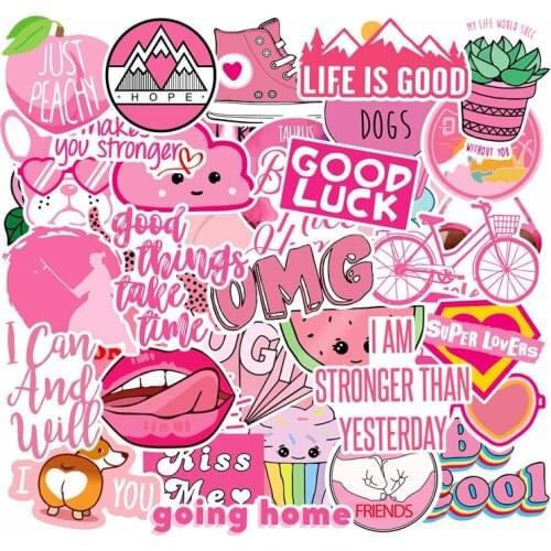 40Pcs PVC Waterproof Girls Kawaii Computer Stickers To Suitcase Skateboard Scrapbook Waterproof Laptop Skin Graffiti Decals