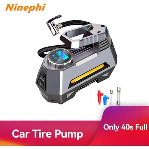 Air Compressor Tire Inflator - Car Tire Pump With Digital Pressure Gauge (150 Psi 12V DC) Bright Emergency Flashlight Pointer