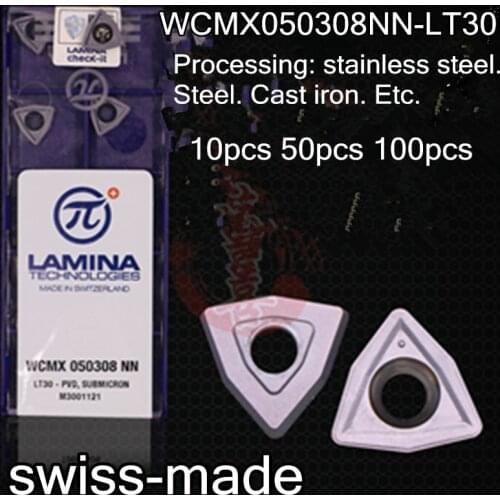 WCMX050308NN-LT30 10pcs 50pcs 100pcs 100% swiss Lamina Carbide insert Processing: stainless steel. Steel. Cast iron. Etc