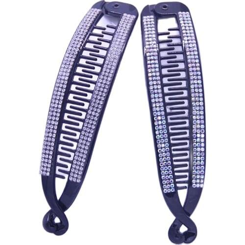 Hair Claws Clip Fish Shape Banana Barrettes Black With Stones Hairpins Hair Accessories For Women Hair Clip Clamp ACC69