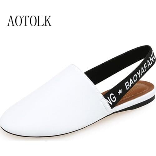 Female Slippers Mules Shoes Flat Slingbacks Woman Sandals Summer Shoes Round Toe Slip On Women Slides Black Red Plus Size 2020