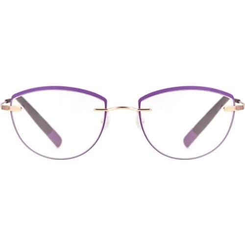 Women Cat Eye Reading Glasses Stainless Steel Frame Ultralight Rimless Prescription Presbyopia Eyeglasses +1.00+1.50+2.00+2.50