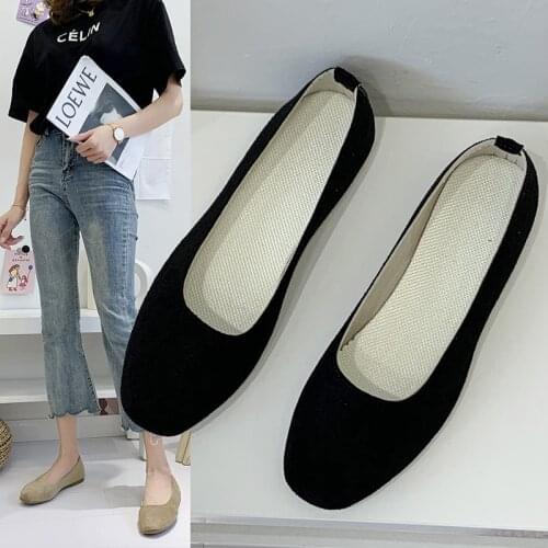 2021 new flats women big size square toes casual shoes for women korean style spring summer fall woman shoes A081