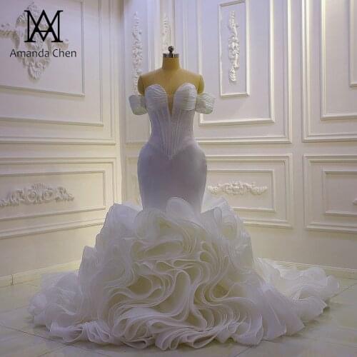 Robe mariage femme Off Shoulder Pleated Mermaid Wedding Dress 2021
