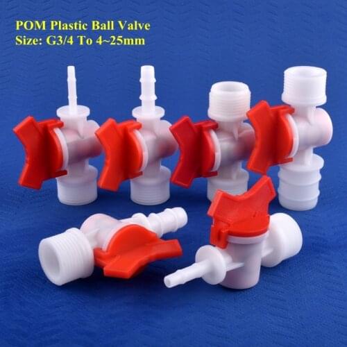 1~50pcs G3/4" To 4~25mm POM Ball Valve Drip Irrigation System Hose Joint Water Pipe Valve Aquarium Tank Water Circulation Valve