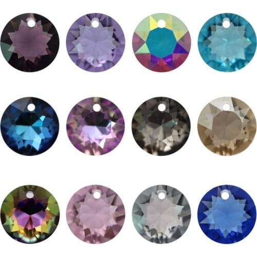 10pcs Crystal Rhinestone Single Hole Round Colorful Small Pendant for Jewelry Making DIY Charms Earrings Necklace Accessories