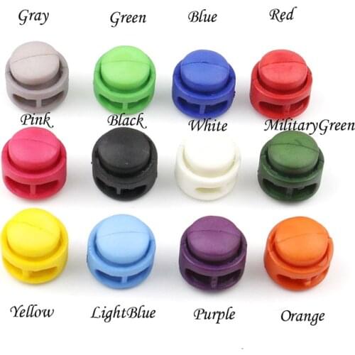 10pcs/lot 17x17mm Multi-Colors Paracord Cord Lock Clamp 2 Hole Toggle Clip Stopper Shoelace Cord Bag Parts Accessorie