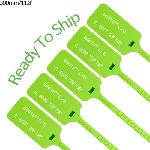 100Pcs Green 2021"ZIP TIE" Off Labels White Sneaker Brand Logo Hang Tags Seals in Stock Running Shoes Decoration 300mm/11.8"