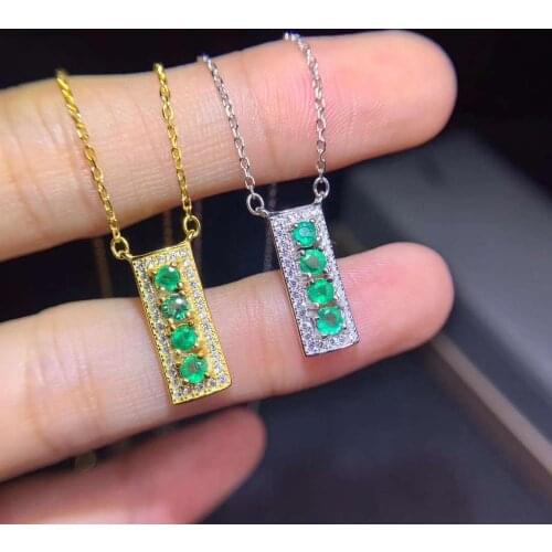 100% Natural And Real Emerald Pandant Solid S925 Sterling Silver Emerald necklace For Women Colour Gem Stone Fine Jewelry