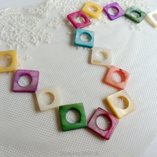 15MM 36Pcs Colorful Rhombus Natural Shell Bead Jewellery Charms Beads