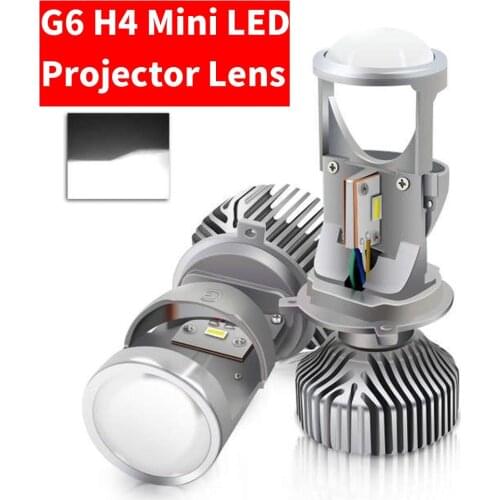 2PCS H4 G6 LED Hi-Low MINI Projector Lens Headlight For Car Clear Dual Beam Pattern 12V 5500K NO Astigmatic Problem 70W 12000LM