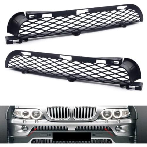 2pcs Black Front ABS Grilles Upper Bumper Mesh Grill Trim fit for BMW X5 E53 2004 2005 2006