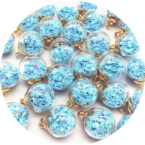 5/10pcs 16mm Colorful Transparent Glass Ball Star Charms Pendant Finding For Jewelry Making Hair Accessories Earring Charms #014