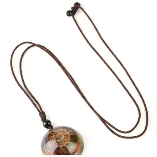Ammonite Fossils Pendant Necklace Healing 7 Chakra Crystal Chip Stones Jewelry